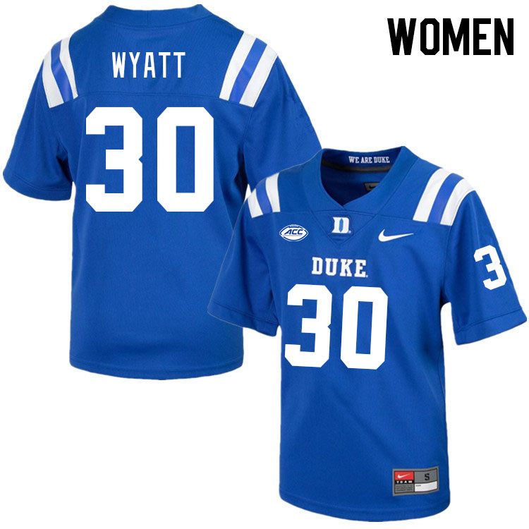 Women #30 Carter Wyatt Duke Blue Devils College Football Jerseys Stitched-Royal
